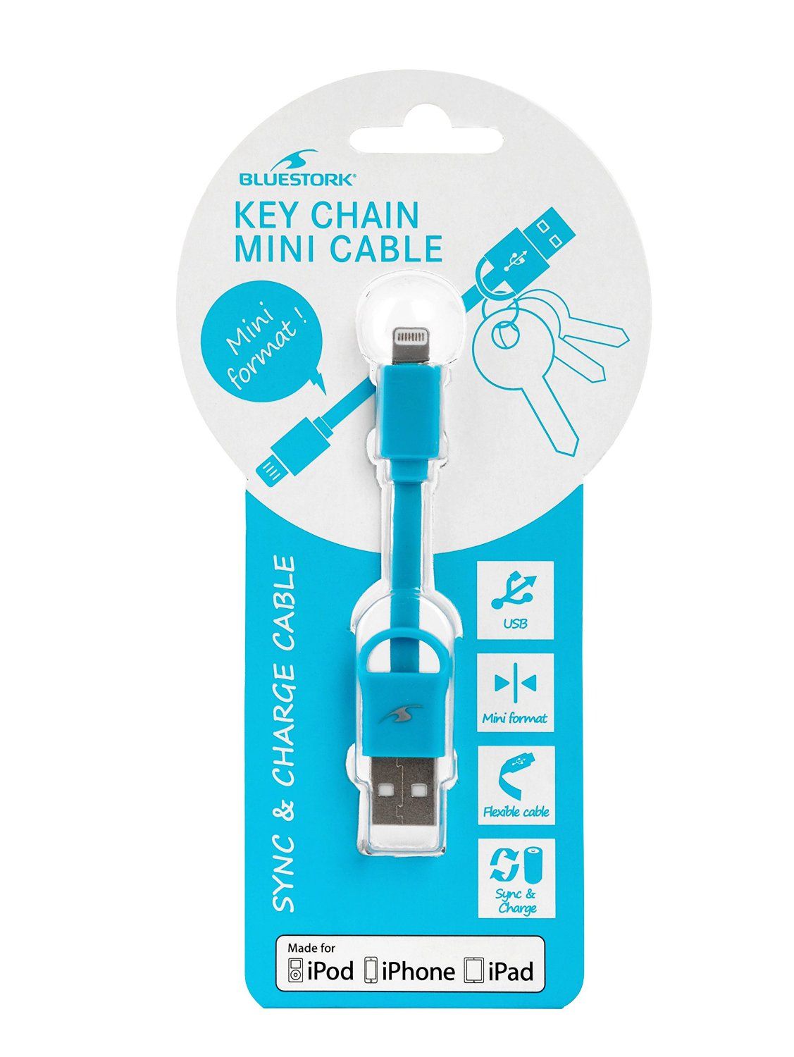 Cable Apple Usb Lightning Mfi Keychain 9 Cm Blue
